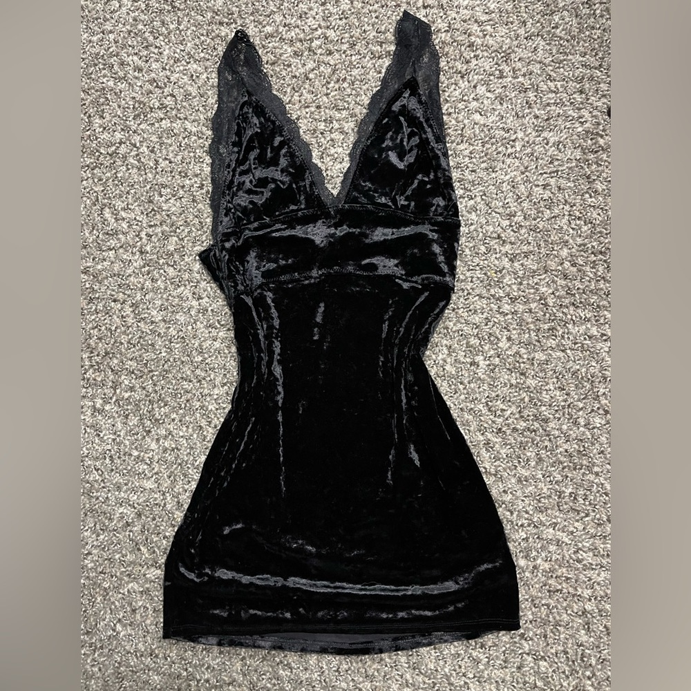Free people velvet black mini dress